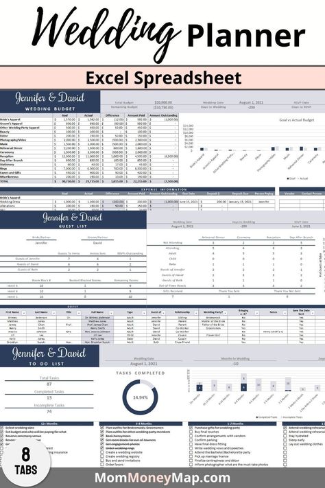 Wedding Planner Excel Spreadsheet - Navy Blue planneressentials #bookplanner #budgetplannertemplate Wedding Excel Spreadsheets, Wedding Venue Comparison Spreadsheet, Wedding Cost Break Down, Wedding Categories, Month Checklist, Warrior Bride, Wedding Planner Office, Wedding Spreadsheet, Events Website