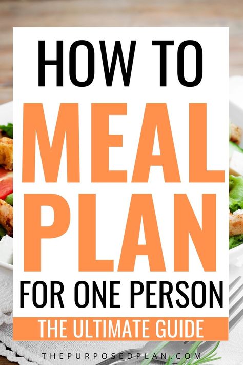 Meal Plan For One Person, Easy One Person Meals, Meal Planning For One, Meal Plan For One, 1200 Calorie Diet Meal Plans, Easy Meal Planning, Single Serve Meals, One Person Meals, Frugal Meal Planning