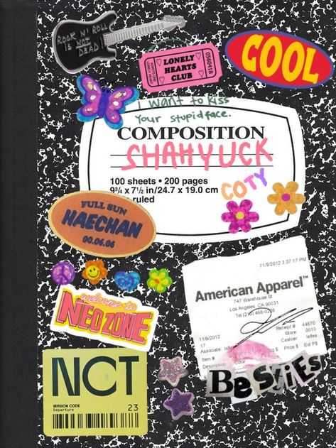 Binder Cover Templates Aesthetic Kpop, Composition Book Template Aesthetic, Aesthetic Yearbook Covers, Aesthetic Binder Cover Ideas, Composition Book Aesthetic, Yearbook Aesthetic, Scrapbook Themes, Binder Cover Templates, Yearbook Layouts