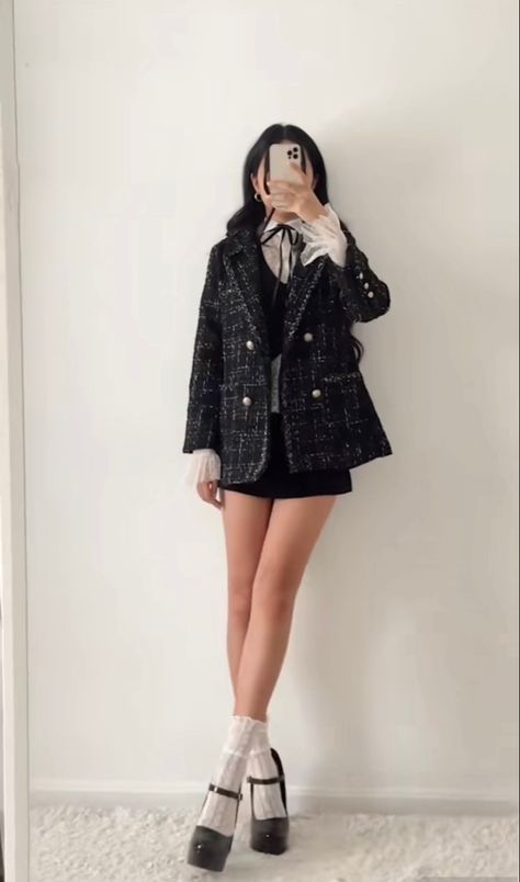 Cute Korean Outfits Winter, Kpop Fashion Outfits Girls Korean Style, Glam Outfit Aesthetic, Cute Korean Outfits Aesthetic, Preppy Korean Outfits, Fancy Korean Outfits, Aesthetic Formal Outfits, Kpop Winter Outfits, Formal Aesthetic Outfit