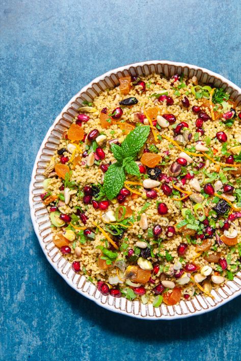 Sour Cherries, Cranberry Salad, Mint Salad, Couscous Recipes, Food Company, Light Bites, Couscous Salad, Christmas Lunch, Dried Apricots