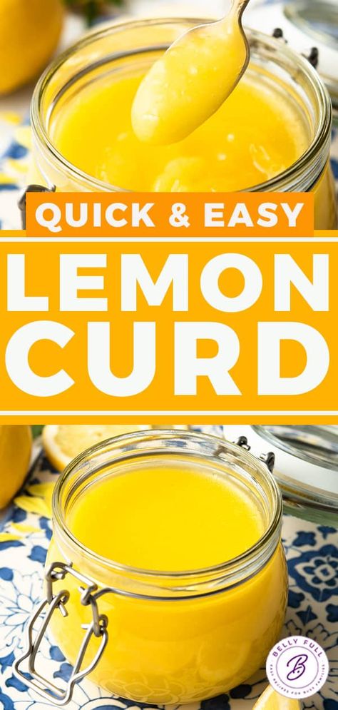 This easy homemade Lemon Curd recipe is sweet, tart, fantastic, and ready in 15 minutes! Use it as a spread or topping for your breakfast favorites, baked goods, and desserts. Yogurt Scones, Microwave Lemon Curd, Easy Lemon Curd, Homemade Lemon Curd, Lemon Curd Recipe, Lemon Dessert Recipes, Curd Recipe, 5 Ingredient Recipes, Lemon Filling