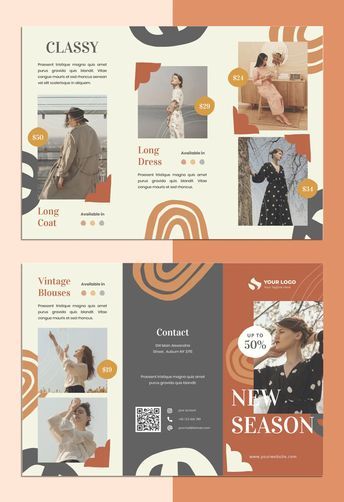 Brouchers Design Brochures, Tri Fold Brochure Design Templates, Tri Fold Brochure Design Ideas, Fashion Broucher, Broucher Design Layout Brochure Template, Brochure Design Fashion, Brochure Design Layout Templates, Leaflet Examples, Event Brochure Design