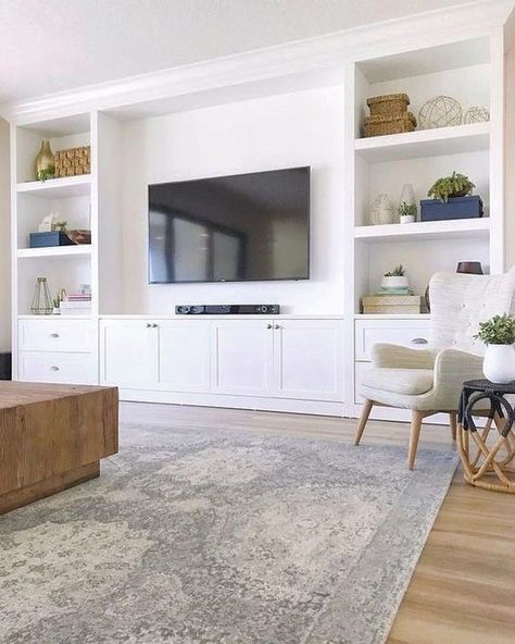 Stone Creek on Instagram: “Media Walls & Cabinets Sales Event!!!! ⁣ .⁣ ⁣ .⁣ ⁣ #customcabinetry #liketkit #liketoknowit #myoklstyle #bhghome #bhgstylemaker…” Tv Fal, Wall Unit Designs, Built In Shelves Living Room, Living Room Wall Units, Living Room Built Ins, Living Room Entertainment Center, Living Room Entertainment, Living Room Tv Wall, Family Room Design