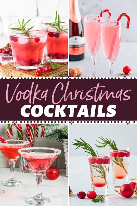 Bring a little extra merriment to your next holiday party with these festive vodka Christmas cocktails. Just don't forget to fill Santa's glass too! Red Christmas Drinks For Adults, Santa Cosmopolitan Christmas Cocktails, Tipsy Santa Cocktail, Vodka Based Holiday Cocktail, Christmas Vodka Martini, Easy Holiday Cocktails Vodka, Nye Vodka Cocktail, Christmas Drinks Vodka Recipes, Santa Cocktail Christmas Drinks