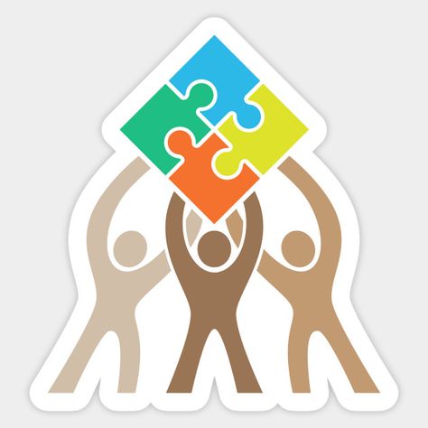 Lets Work Together, Unity Drawing Ideas, Puzzle Library, Unity Logo Design, School Logo Design Ideas, Teamwork Funny, Teamwork Art, Dixit Cards, Unity Drawing