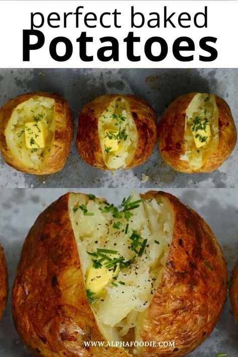 Baked White Potatoes In The Oven, How To Bake Potatoes In Oven, English Baked Potatoes In The Oven, Baked Potato Fast, Baked Potato Pieces In Oven, Best Baked Potatoes In The Oven, Potato Bake Without Cream, Easiest Baked Potato, Russet Potato Recipe