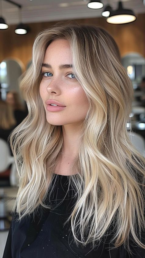 Blonde Balayage Wedding Hair, Blended Blonde Hair Balayage, Baleage Blond Hair, Blonde Natural Balayage, Blond Inspo Hair, Blonde Balayage 2024, Pearl Blonde Hair Balayage, Baliage Hair Blond, Hair Color Blonde Ideas