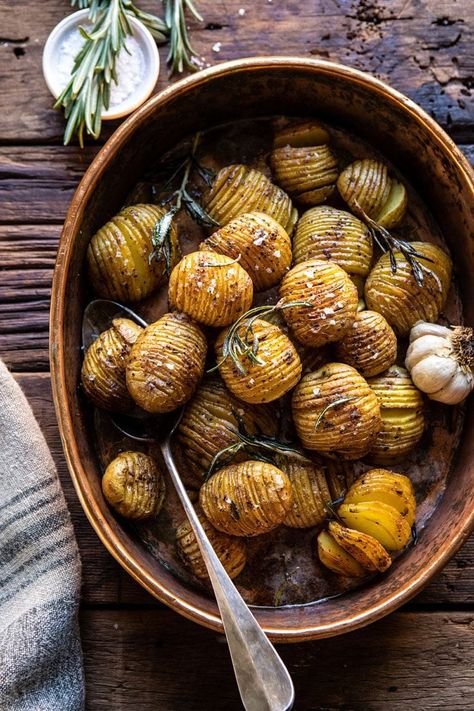 Crispy Rosemary Butter Roasted Potatoes Date Night Potatoes, Half Baked Harvest Carrots, Vegan Christmas Snacks For Party, Vegetarian New Years Eve Dinner, Roast Dinner Sunday, Hosting Dinner Recipes, Harvest Rosemary, Unexpected Recipes, Butter Roasted Potatoes