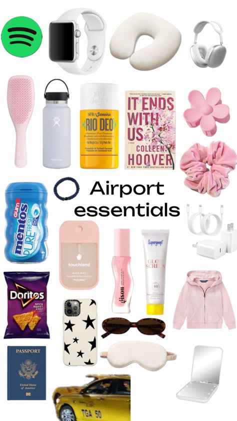 #airport#essentials#travel#fyp Airport Handbag Essentials, Airport Purse Essentials, Airport Travel Bag Essentials, What To Pack For The Airport, What To Put In Travel Bag, What’s In My Airport Bag, Plane Essentials Long Flights, What To Pack For A Plane, Airport Tote Bag Essentials