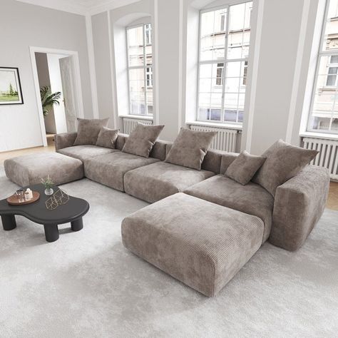 Sofa Arrangement, Modular Sofa Bed, Couch With Chaise, Modular Sectional Sofa, Livingroom Layout, Living Room Inspo, Couches Living Room, Living Room Seating, Cozy Living Rooms