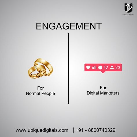 Engagement meaning for Normal people vs Digital Marketers ✅Social Media Management ✅Website Development ✅Influencer Marketing ✅Paid Marketing ✅Content Marketing ✅Search Engine Optimization ✅Graphic Design ✅Google Ads Visit: www.ubiquedigitals.com You can call us on : +91-8800740329 ✨ Follow for more tips, facts and honest social media & marketing talk. . . . . . #digitalmarketing #socialmedia #socialmediamarketing #digitalmedia #ubiquedigitals #marketingagency #Businessgrowth #growyourbus... Website Social Media Design, Social Media Marketing Agency Ad, Paid Social Ads, Digital Agency Creative Ads, Digital Marketing Design Social Media, This Or That Design, Engaging Posts Social Media, Social Media Marketing Ads, Marketing Agency Ads