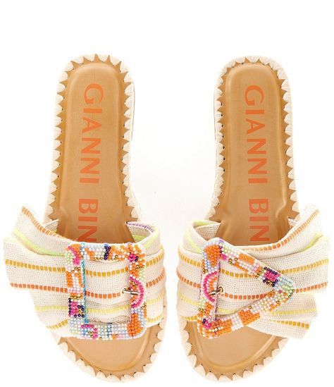 Gianni Bini Jaxson Linen Mismatched Beaded Buckle Sandals | Dillard's Preppy Shoes, Shoe Wishlist, Shoe Inspo, Swag Shoes, Buckle Sandals, Gianni Bini, Pretty Shoes, Shoe Obsession, Dream Shoes