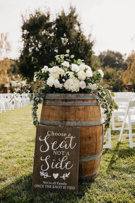 Winery & Vineyard Wedding Advice, Decor & Ideas Country Ceremony, Rustic Wedding Ceremony Decor, Rustic Wedding Decorations, Rustic Wedding Ceremony, Wedding Ceremony Ideas, Wedding Ceremony Signs, Country Wedding Decorations, Ceremony Signs, Diy Outdoor Decor