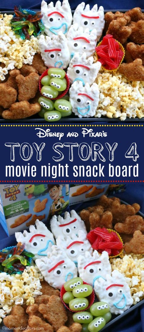 Disney and Pixar’s Toy Story 4 Movie Night Snack Board. These movie-themed snacks, complete with Forky Treats and Disney and Pixar's Toy Story 4 Mozzarella Shapes from Farm Rich make for an adorable movie night snack or the perfect tray for a Toy Story 4 birthday party! #ad @FarmRichSnacks Toy Story 4 Birthday Party, Movie Night Snack Board, Toy Story 4 Birthday, 4 Birthday Party, Family Movie Night Themes, Family Movie Night Snacks, Disney Themed Movie Night, Disney Movie Night Food, Disney Themed Food