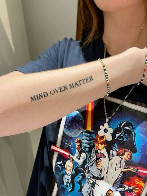 Meaningful Quotes Short Tattoos, Mind Over Matter Frank Ocean, Tattoo On Outside Of Forearm, Frank Ocean Quotes Tattoo, Mind Over Matter Tattoo Frank Ocean, Tattoo Ideas Frank Ocean, Pleasure Over Matter Tattoo Frank Ocean, Frank Ocean Lyric Tattoo, Mind Matter Tattoo