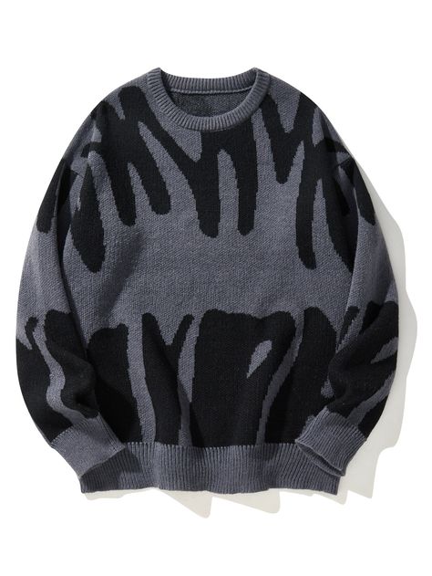 Manfinity EMRG Men Graphic Pattern SweaterI discovered amazing products on SHEIN.com, come check them out! Stylish Letters, Knit Men, Jacquard Sweater, Pattern Sweater, Pullover Men, Graphic Patterns, Outfit Casual, Casual Look, Jumper Sweater