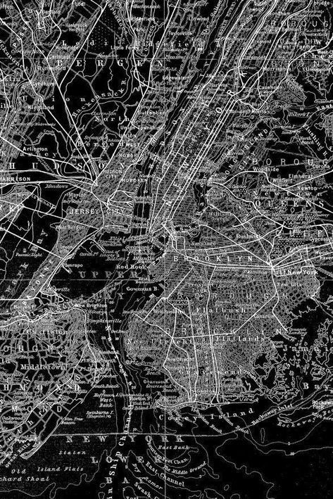 Map On Wall, Nex York, Maps Aesthetic, Nyc Map, Black And White Photo Wall, New York Black And White, Iphone Black, Map Of New York, Images Vintage