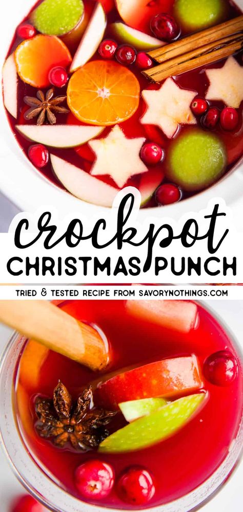 Slow Cooker For A Crowd, Hot Punch Recipe, Warm Christmas Drinks, Holiday Crockpot, Hot Christmas Drinks, Non Alcoholic Christmas Punch, Easy Christmas Drinks, Slow Cooker Drinks, Crockpot Drinks