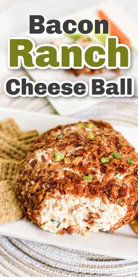 Unique Bacon Recipes, Ranch Cheeseball, Bacon Ranch Cheeseball, Bacon Ranch Cheese Ball Recipe, Bacon Cheeseball, Cream Cheese Balls Recipe, Bacon Ranch Cheese Ball, Ranch Cheese Ball, Cheeseball Recipe