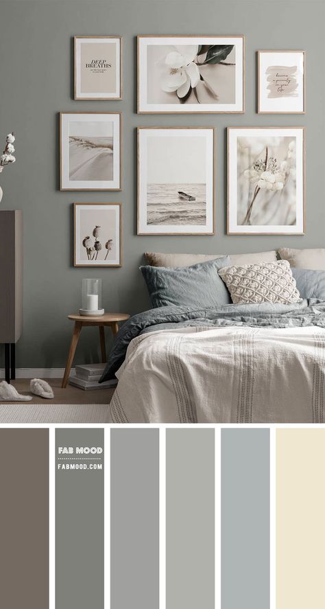 Color inspiration Archives - Fabmood | Wedding Colors, Wedding Themes, Wedding color palettes Grey Green Bedroom, Grey Green Bedrooms, Green Bedroom Colors, Bedroom Colour, Bedroom Color Combination, Bedroom Colour Palette, Beige Pillow, Beige Bedroom, Bedroom Wall Colors