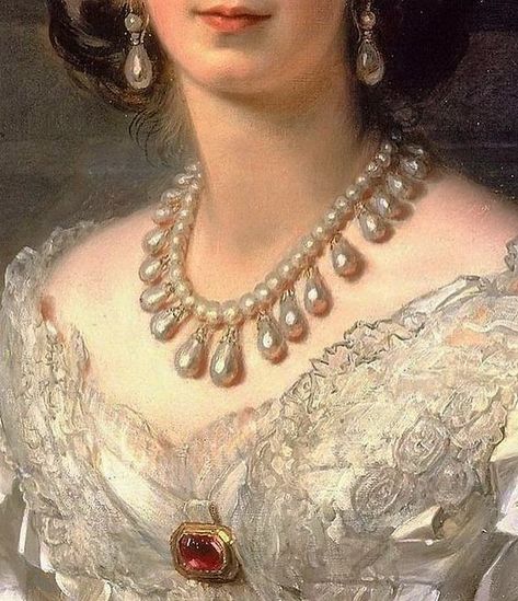 Franz Xavier Winterhalter, Images Terrifiantes, Wearing Pearls, Royal Core, Rennaissance Art, Historical Painting, Princess Aesthetic, Royal Jewels, Victorian Art