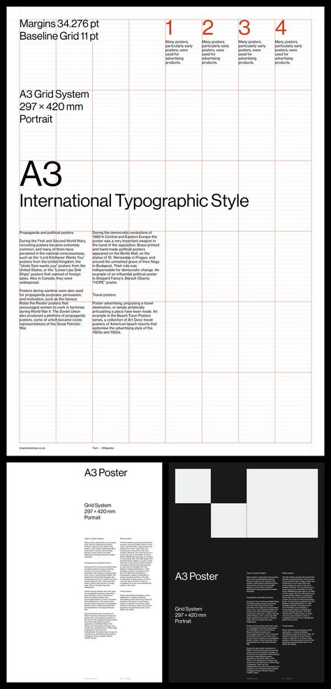 A3 International Typographic Style Poster Grid System InDesign Grids Layout Design, Column Grid Poster, Grid In Graphic Design, Swiss Design Grid System, Modular Poster Design, Modular Grid Poster, Modernist Poster Design, Manuscript Grid Layout Design, Modular Grid Layout Magazine