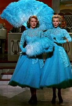 Christmas Movies, Sisters Starring, Christmas Movie Costume, Sisters Sisters, Haynes Sisters, Christmas Costumes, Christmas Sisters, White Christmas Costume Edith Head Designs, Sister Costumes, White Christmas Movie, Vera Ellen, Rosemary Clooney, Lace A Line Dress, Christmas Shows, Fred Astaire, Movie Fashion