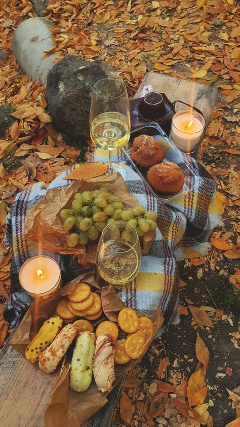 Autumn Wine Photography, Thanksgiving Aesthetic Photos, Pairs Of Things, Fall Picnic Food Ideas For Two, Thanksgiving Date Ideas, Autumn Picnic Ideas, Fall Picnic Photoshoot, Fall Picnic Food, Activity Aesthetic