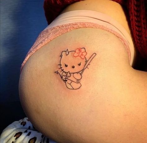 Tatuajes Hello Kitty, Tatuajes Hello Kitty Tattoos, Small Hello Kitty Tattoo, Hello Kitty Tattoo Design, Tattoo Hello Kitty, Hello Kitty Tattoo Ideas, Tatuaje Hello Kitty, Hello Kitty Tattoo, Kitty Tattoos