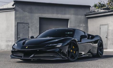 Recently, an all-black Ferrari SF90 Stradale dropped by RDB LA for a new set of wheels. While the stock car looked awesome in black, there was definitely room for improvement. To spice up this SF90 Stradale, the guys at RDB LA have lowered the suspension to give it a better stance. They have also replaced […] The post Murdered out Ferrari SF90 Stradale looks sick on custom wheels appeared first on The Supercar Blog. Ferrari Sf90 Black, Ferrari F40 Black, Black And Red Ferrari, Ferrari Sf90 Stradale Black, Blue Paper Texture, Black Ferrari, Ferrari 458 Italia Black, Ferrari Sf90 Stradale, Ferrari Sf90