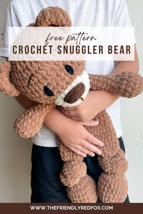 Free Crochet Snuggler Pattern Bear Highland Cow Snuggler Crochet Pattern, Plush Bear Pattern, Crochet Animals Free Patterns Beginner, Crochet Snuggler Pattern, Crochet Snugglers, Toys Quotes, Snuggler Pattern, Crochet Teddy Bear Pattern Free, Crochet Snuggler