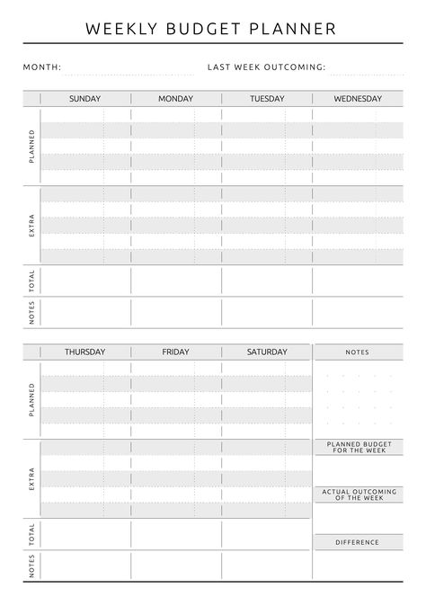 Daily Financial Planner, Weekly Financial Planner, Weekly Finance Planner, Week Budget Planner, Weekly Budget Planner Printable Free, Daily Budget Planner, Spending Journal, Financial Templates, Weekly Budget Printable