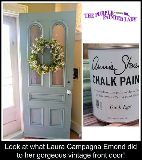 The Purple Painted Lady | YES! We sell Chalk Paint® ON-LINE! Click "BUY PAINT ONLINE HERE!" below!! 585.750.6056 OR visit ONE of our FOUR stores! | Page 3 Chalk Paint Front Door, Duck Egg Blue Front Door, Paint Front Door, Purple Painted Lady, Patio Door Coverings, Blue Painted Furniture, Green Front Doors, Blue Front Door, Trendy Door