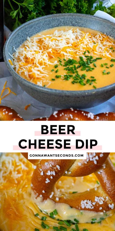 *NEW* Made with sharp cheddar, gruyere cheese, robust ale, and the perfect spices this is the most luscious, velvety beer cheese dip ever! #cheesedip #partydip Gouda Cheese Dip, Easy Beer Cheese Dip, Easy Beer Cheese, Beer Cheese Recipe, Beer Cheese Dip Recipe, Homemade French Onion Dip, Beer Dip, Cheese Dip Recipe, Pretzel Cheese