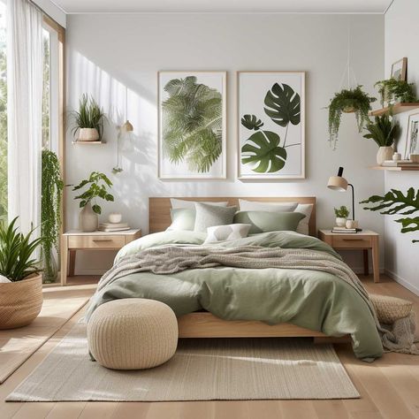 Green Neutral Bedroom, Sage Green Room Ideas Bedroom, Modern Scandinavian Bedroom, Apartment Planning, Ruangan Studio, Arranging Bedroom Furniture, 2024 Bedroom, Airbnb Decor, Girl Apartment