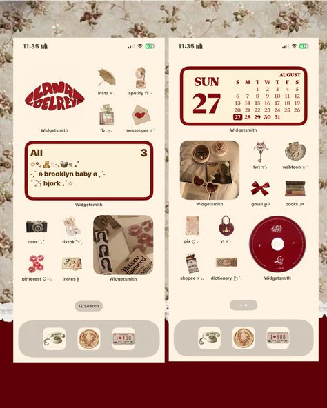 Essen, Vintage Carrd Png, Red Coquette Phone Layout, Valentines Ios Homescreen, Phone Inspiration Red, Coquette Ios Layout, Aesthetic Iphone Screen Layout, Phone Backgrounds Red, Layout Ideas Phone