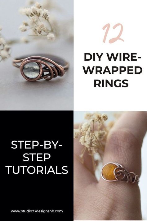 Mens Wire Wrapped Rings Tutorial, How To Wrap Beads With Wire, Wire Weaving Ring, How To Wire Wrap Rings, Simple Wire Wrapped Rings, Wire Wrapped Stone Jewelry Tutorials, Homemade Rings Wire, Easy Wire Rings, Beginner Wire Wrapping Tutorial