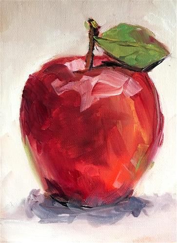 Daily Paintworks - "Apple" - Original Fine Art for Sale - © Susan Elizabeth Jones Abstract Apple Painting, Apple Fruit Art, How To Paint An Apple, Apple Painting Acrylic, Easy Still Life Painting, Apple Oil Painting, Apple Artwork, Oil Painting Fruit, Apples Art