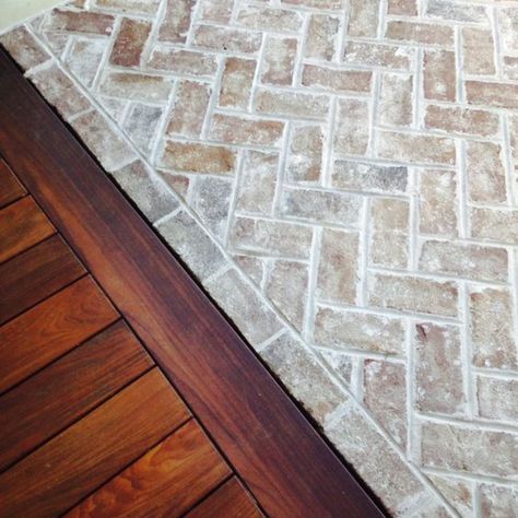 10 Kitchen Tile to Wood Floor Transition Ideas | Tile To Wood Transition, Entryway Tile, Entryway Flooring, Brick Tile, Mobile Alabama, Concrete Pavers, Brick Flooring, Brick Tiles, Up House