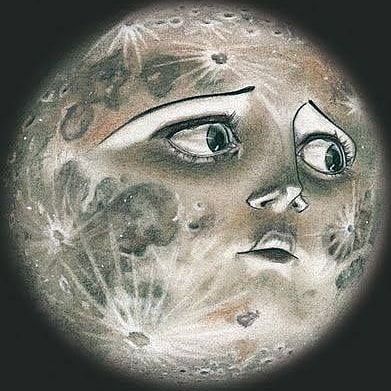 Nicoletta Carlone on Instagram: “Loving this vintage styke moon art by Leha Van Kommer see more artwork @lehavk” Moon Faces Drawings, Old Moon Drawing, Moon As A Person, Creepy Sun, Moon Face Art, Eclipse Aesthetic, Scary Moon, Moon With Face, Moon Faces