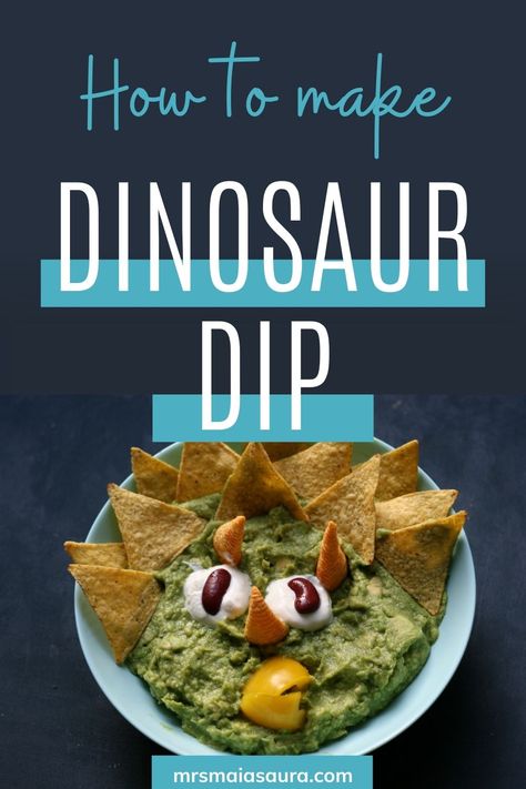 How to make Triceratops dip. Make this simple and fun Triceratops guacamole with your little dinosaur lover in just a few simple steps. Dinosaur dip and dinosaur recipes Dinosaur Dip, Dinosaur Recipes, Dinosaur Food, Bean Nachos, Favorite Dips, Corn Chips, Cheese Crackers, Kidney Beans, Dip Recipes