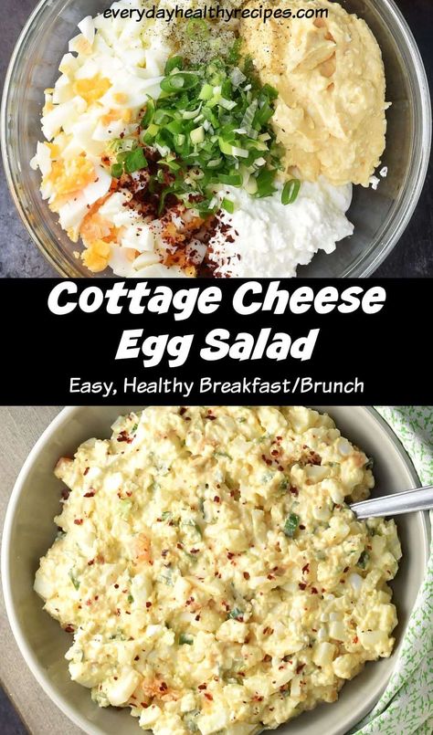 Healthier Egg Salad, Healthy Egg Salad Cottage Cheese, Cottage Cheese And Chickpea Salad, Zero Point Egg Salad, Quick Egg Salad, Glp1 Breakfast Ideas, Egg Salad Made With Cottage Cheese, High Protein Egg Salad With Cottage Cheese, Egg White Egg Salad