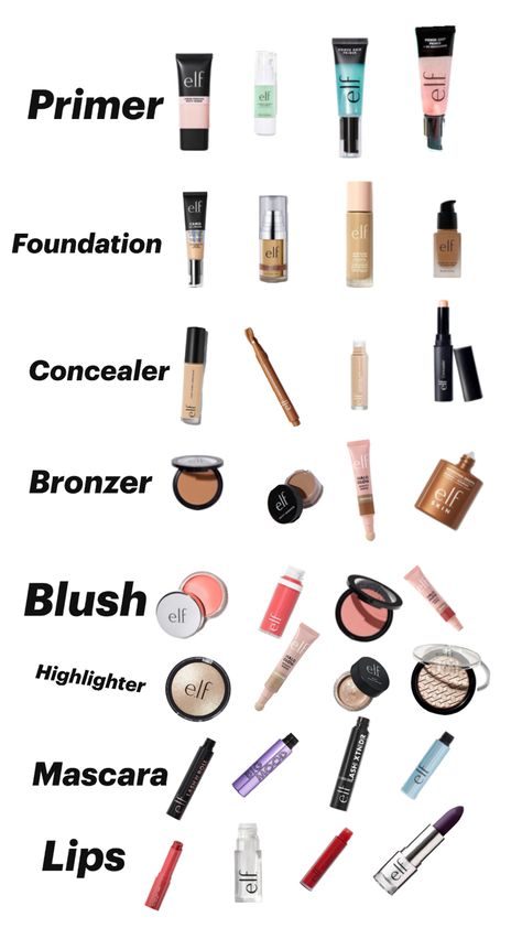 Pick a routine w E.l.f. Products Pick Your Makeup Routine, Elf Cosmetics Must Haves, E.l.f. Makeup Elf Products, Elf Makeup Routine, E.l.f. Makeup, Elf Translucent Powder, Elf Makeup Products, Primer Elf, Elf Makeup Brushes