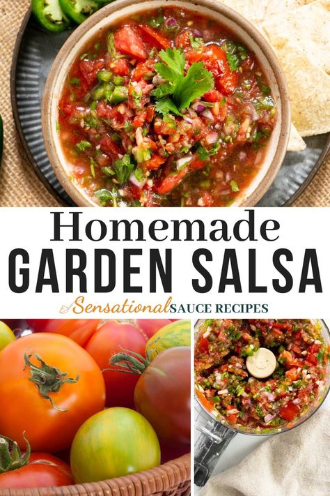 Fresh Garden Salsa, Fresh Salsa Recipe Homemade, Garden Salsa Recipe, Tomato Salsa Recipe Fresh, Garden Fresh Salsa, Best Salsa Recipe, Garden Salsa, Vine Tomatoes, Tomato Salsa Recipe