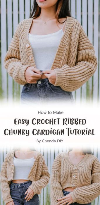 Diy Crochet Cardigan, Diy Crochet Sweater, Crochet Cardigan Tutorial, Chunky Yarn Crochet, Crochet Cardigan Free, Crochet Cardigan Pattern Free, Gilet Crochet, Crochet Sweater Pattern Free, Crochet Tops Free Patterns