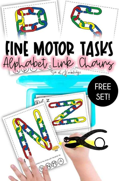 Pre Writing Fine Motor Activities, Preschool Morning Table Activities, Link Activities Preschool, Fine Motor Literacy Activities, Asd Fine Motor Activities, Sensory Alphabet Activities, Link Letters Free, Fine Motor Skills Activities First Grade, Fine Motor Letter Activities