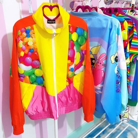 Grumpy Bunny on Instagram: “NEW ARRIVAL!!! ACDC RAG Pop Candy jacket. 45.00 GBP. Will fit a UK 12-18. 🌈💖❤️🧡💛💚💙💜💖🌈 . . www.grumpybunny.com . .  WE SHIP WORLDWIDE!!…” Acdc Rag Harajuku, Decora Clothes, Esther Loves You, Grumpy Bunny, Acdc Rag, Dopamine Dressing, Rainbow Fashion, Pastel Fashion, Harajuku Fashion