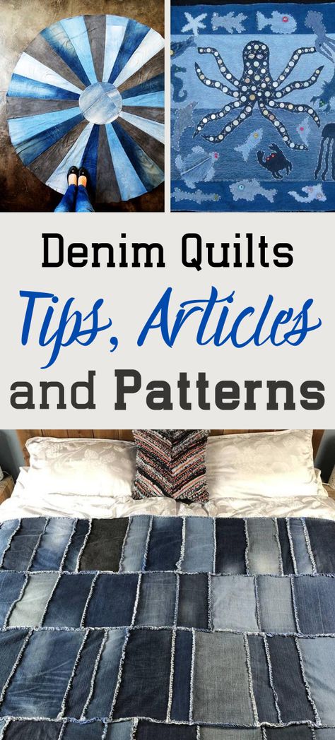 Denim Quilts , Tips, Articles and Patterns on making quilts using upcycled Denim jeans. Denim Crazy Quilt Ideas, Denim Quilt Ideas Free Pattern, Denim Quilt Patterns Old Jeans, Jean Quilt Patterns Free, Denim And Fleece Quilt, Denim Quilt Ideas Recycle Jeans, Jean Blanket Diy Denim Quilt Patterns, Jean Pocket Quilt, Denim Quilt Patterns Free