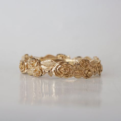 BANDS FOR HER – Tippy Taste Jewelry Vintage Floral Wedding Ring, Gold Engagement Bands, Detailed Gold Wedding Band, Vintage Floral Engagement Ring, Flower Wedding Rings, Rose Wedding Ring, Flower Shaped Engagement Ring, Rose Wedding Band, Wedding Ring Flower